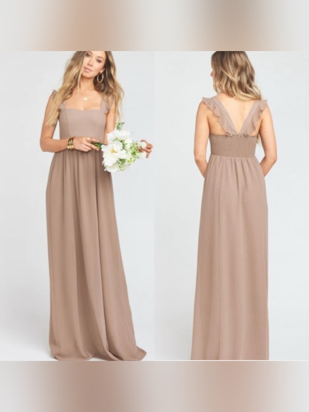 Show Me Your MuMu June Maxi Tan Dress M Wedding Party Formal Feminine